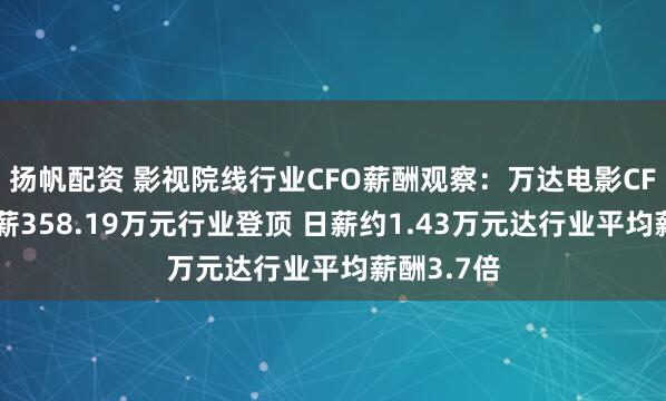 扬帆配资 影视院线行业CFO薪酬观察：万达电影CFO黄朔年薪358.19万元行业登顶 日薪约1.43万元达行业平均薪酬3.7倍