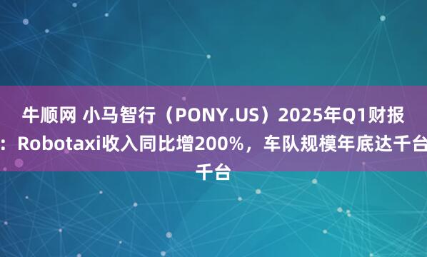牛顺网 小马智行（PONY.US）2025年Q1财报：Robotaxi收入同比增200%，车队规模年底达千台