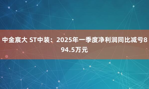 中金宸大 ST中装：2025年一季度净利润同比减亏894.5万元